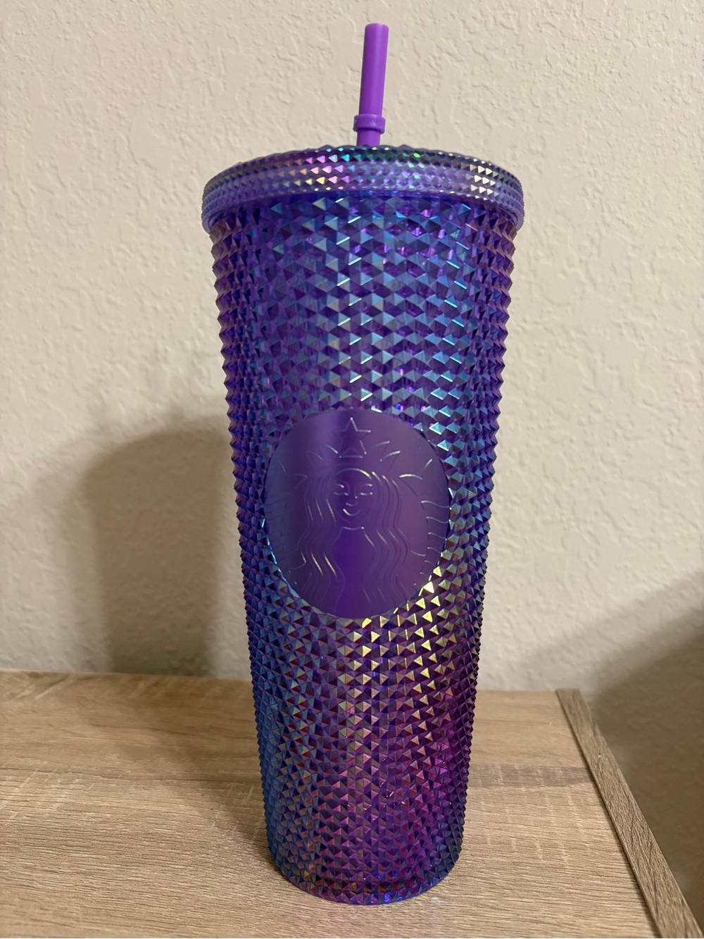 Starbucks Holographic Purple Studded Tumbler with Purple Straw